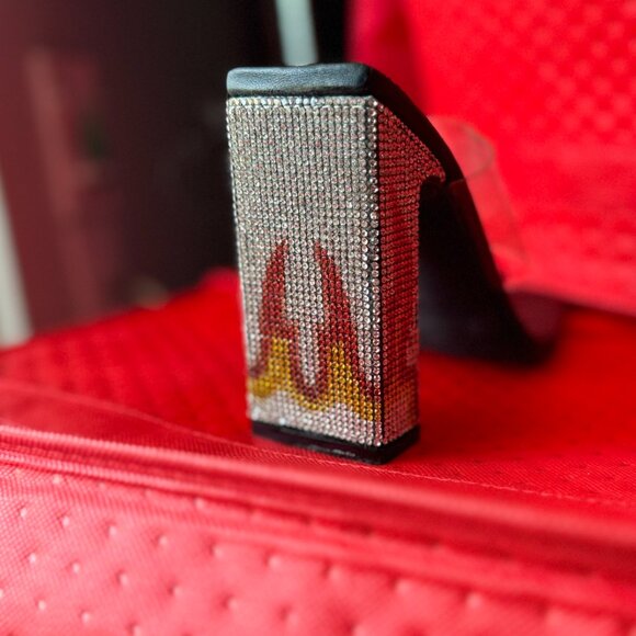 Dollz Kill Pound The Alarm Lucite Rhinestone Flame Heel (US9) - Picture 6 of 9